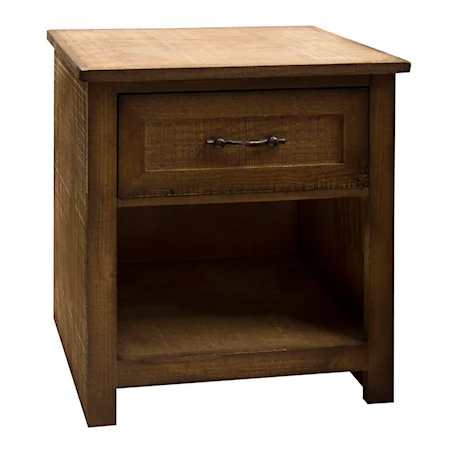 Nightstand with Drawer and Storage Compartment